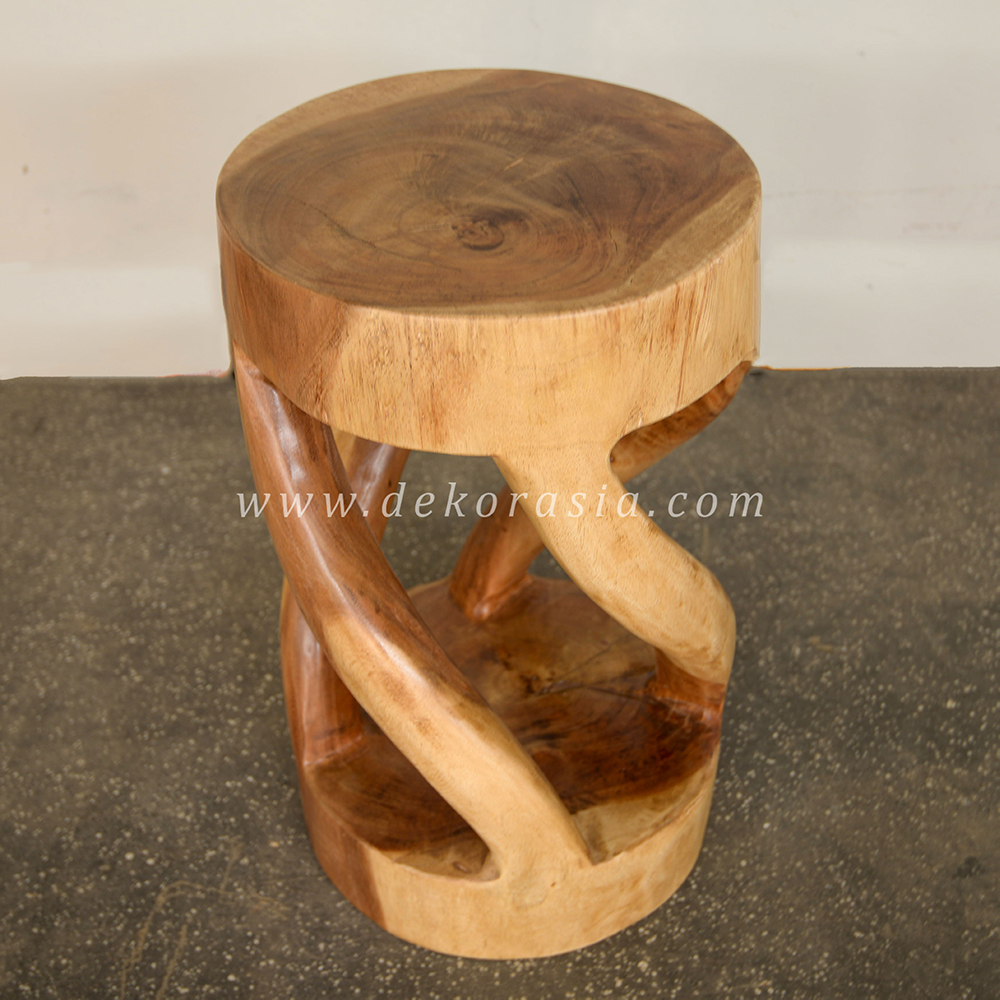 New Design Natural Solid Wood Stool for Living Room, Round Twist Stool Wooden Stool, Bar Stools